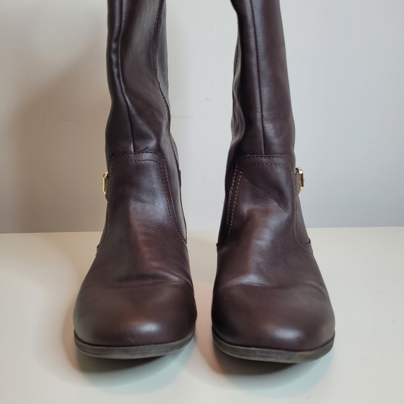 Nine West Suri 2 Brown Faux Leather Riding Boots Size Women's 5 - Picture 4 of 14